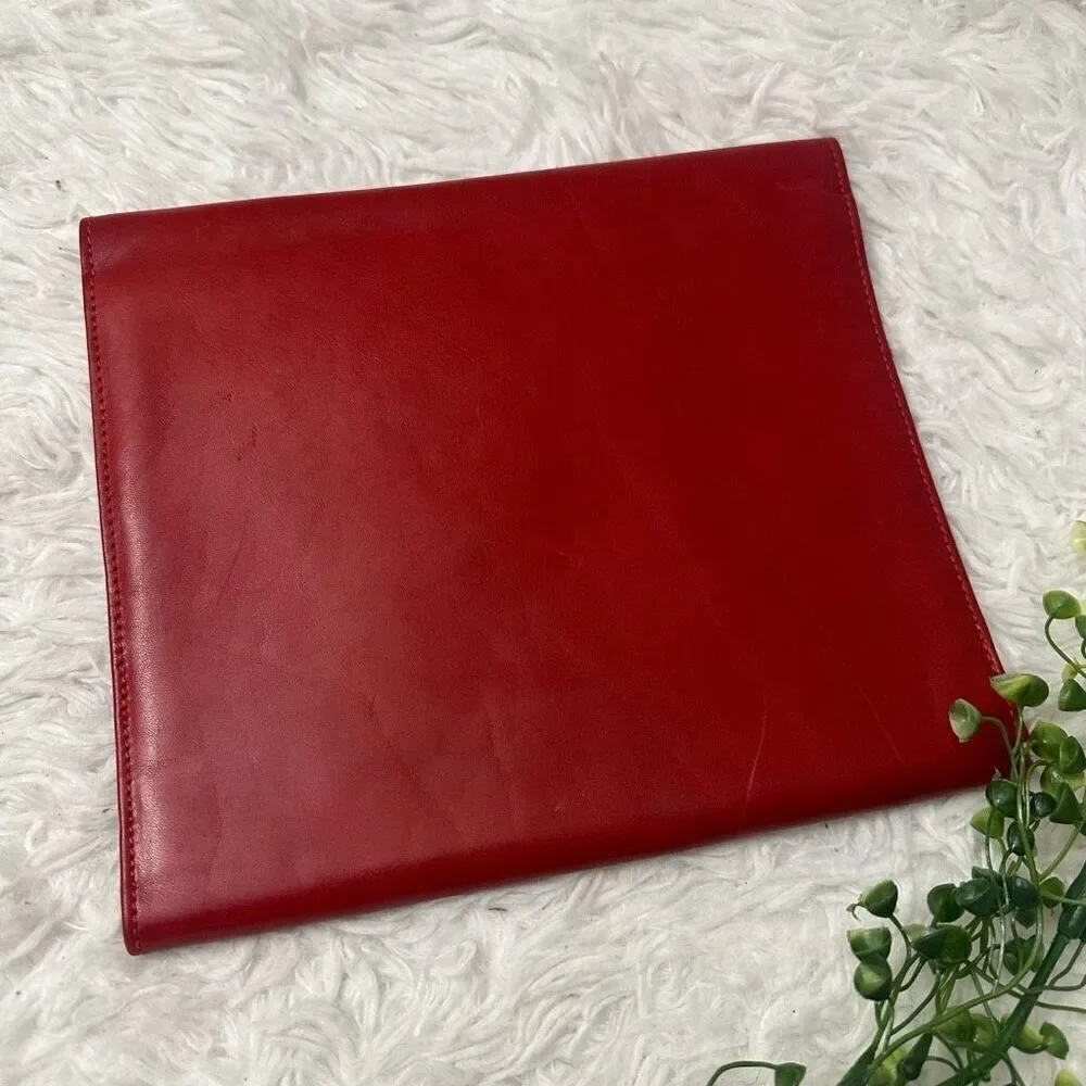 GIGLIODORO for Lane Crawford Italy‎ Foldover Red Leather Clutch Binder Vintage